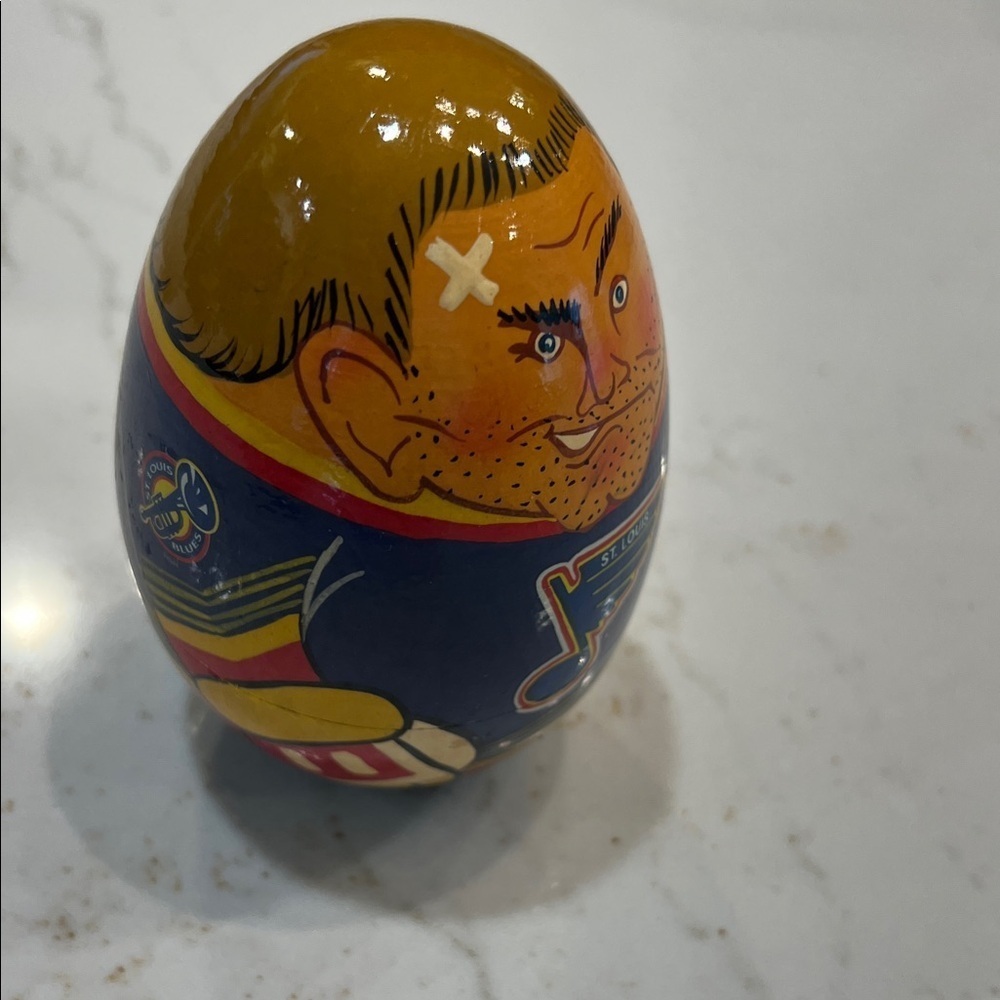 NHL St. Louis Blues STAN'KA Russian Wooden hand-painted Rocking Vintage doll - Picture 7 of 9